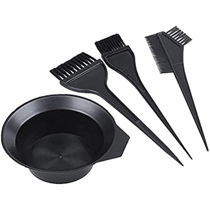 SOLDOUT 4 PCS Hair Dye Colouring Brush Comb Black Plastic Mixing Bowl Barber Salon Tint Hairdressing Brush Kit (Black, Pack of 4) - Image 1